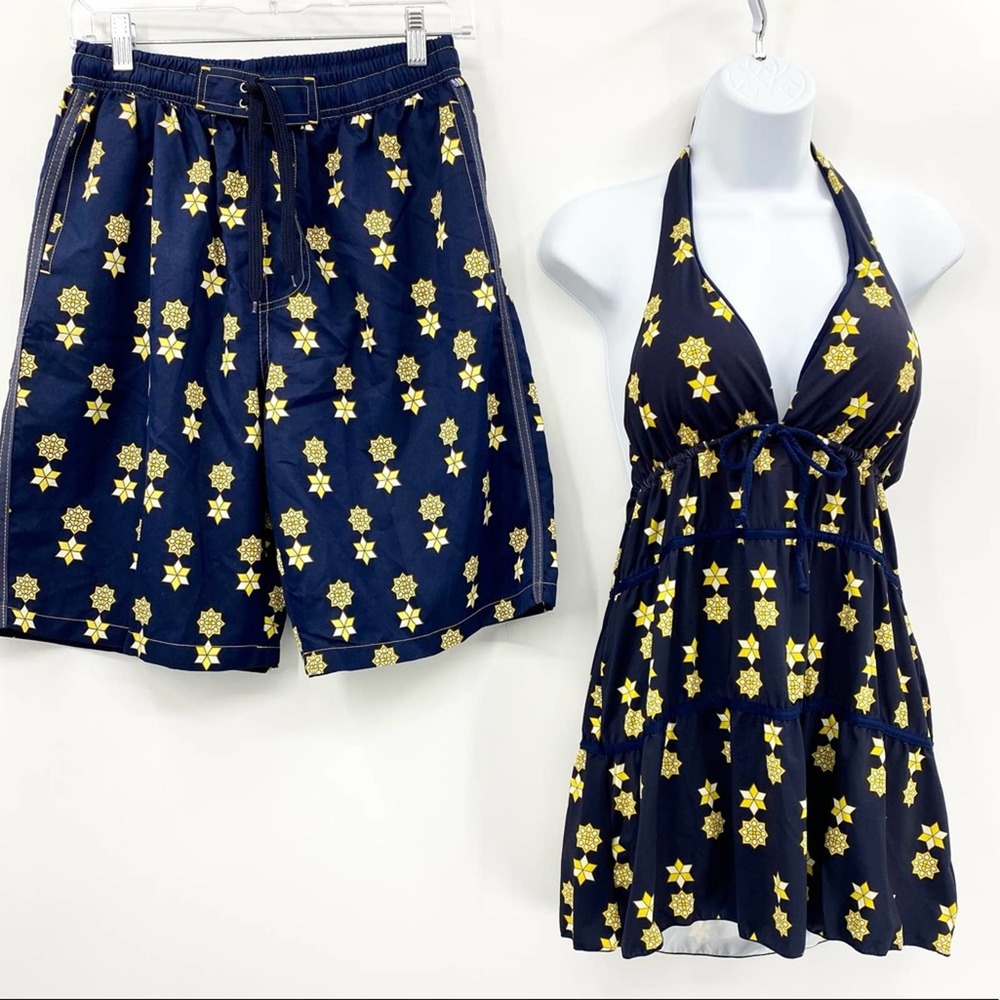 Kissing Fish Matching Swim Tankini & Shorts Navy M